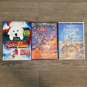 Disney DVD Lot of 3 Childrens Movies - The Search for Santa Paws, Coco, Frozen